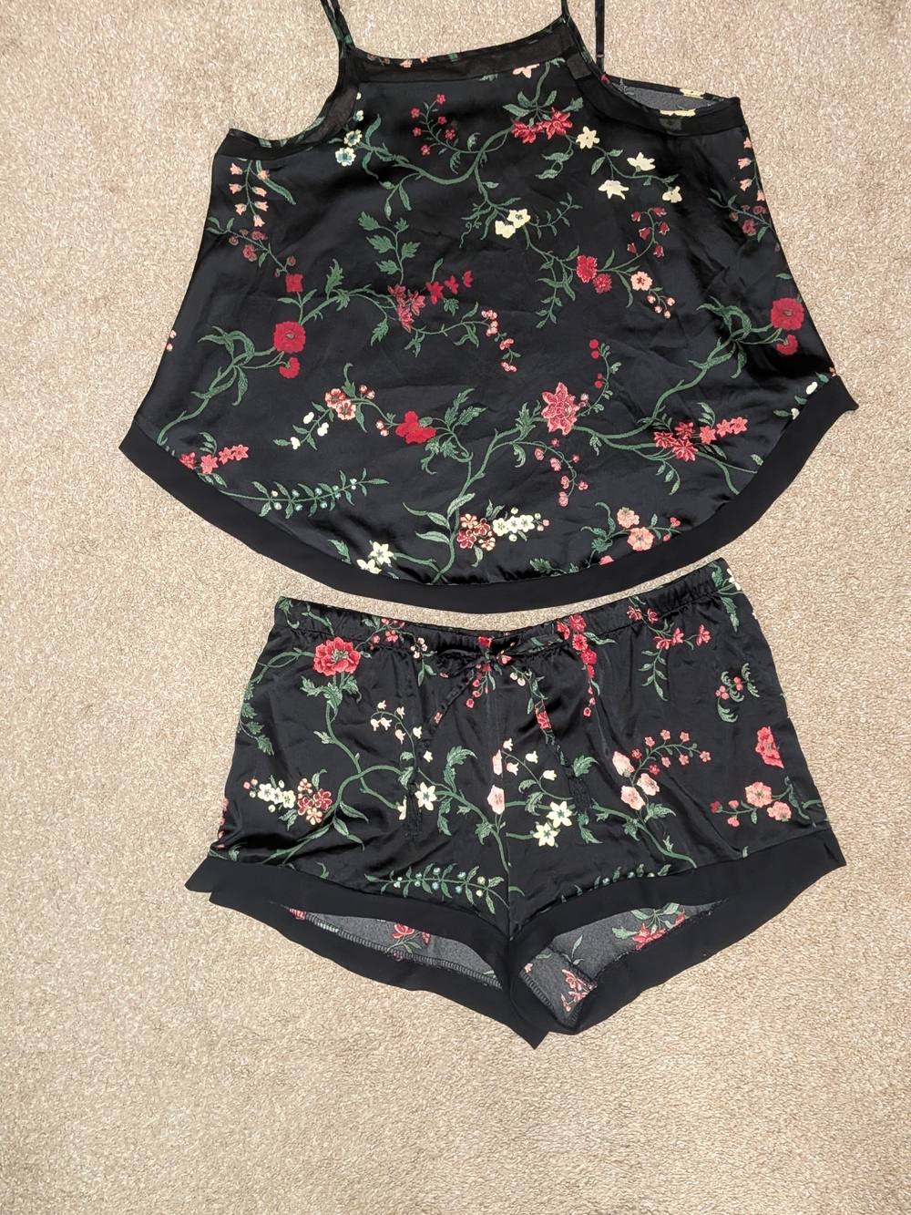 Black Floral Cami and Short Set